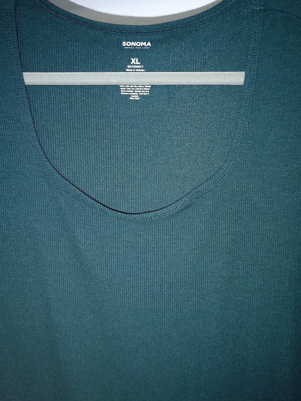 Sonoma Maternity Soft Ribbed Knit Scoop Neck Side Ruched Top XL Teal